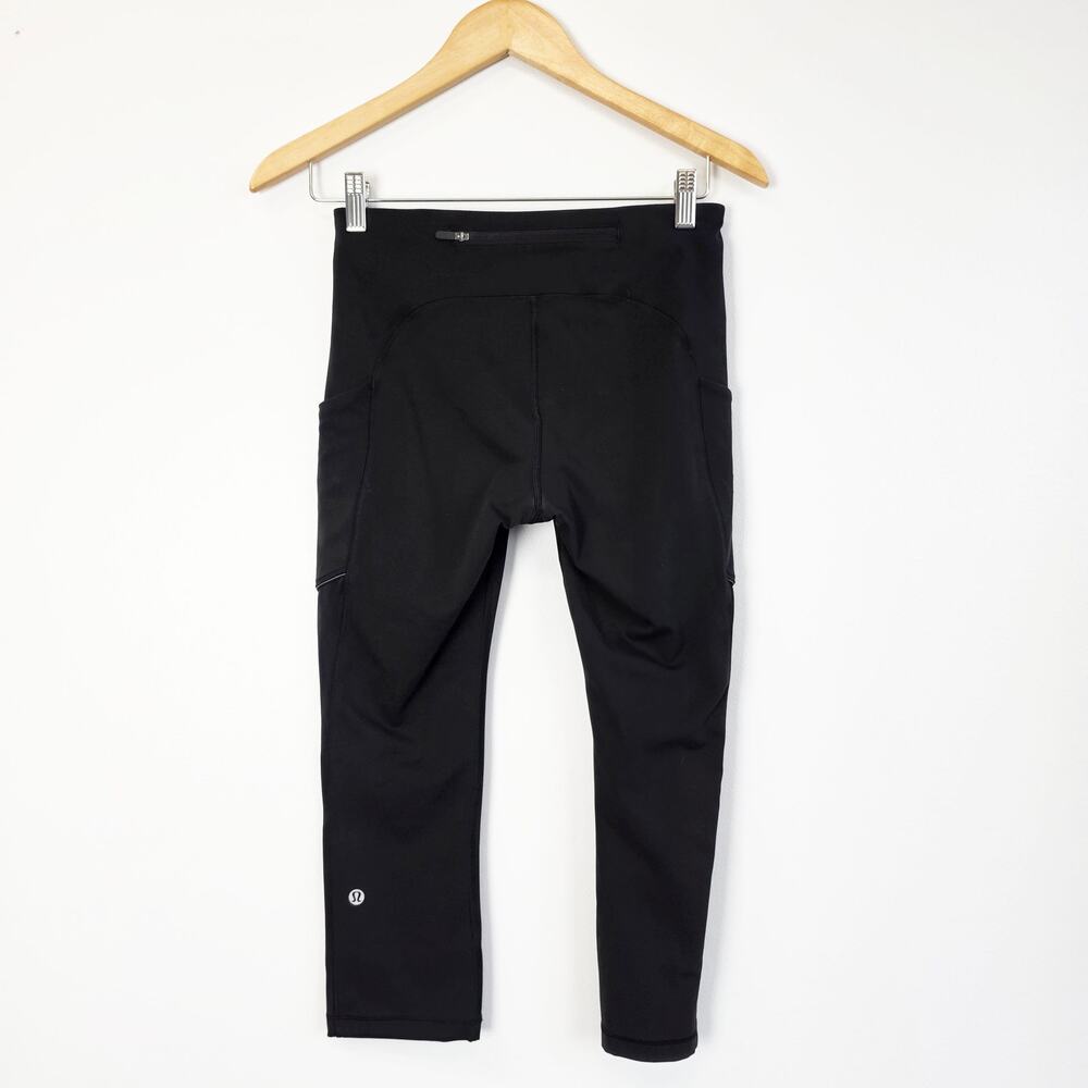 Lululemon Speed Up Crop 21" Leggings Black Size 6 Luxtreme Athleisure Workout